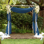 5ftx14ft Navy Blue Chiffon Curtain Panel, Durable Flame Resistant Backdrop Ceiling Drapery With Rod Pocket
