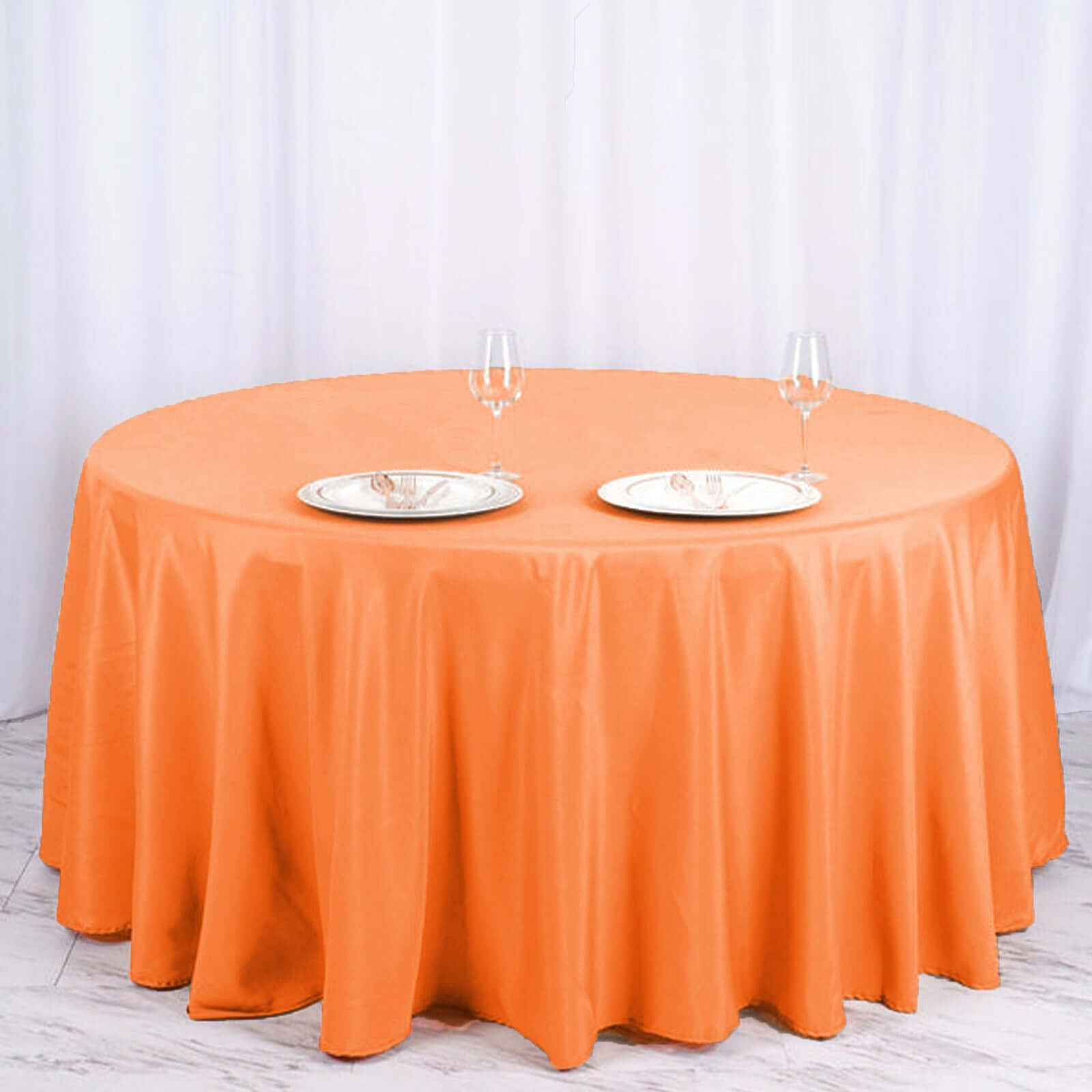 Polyester 120" Round Tablecloth Orange - Seamless Wrinkle-Resistant Table Cover