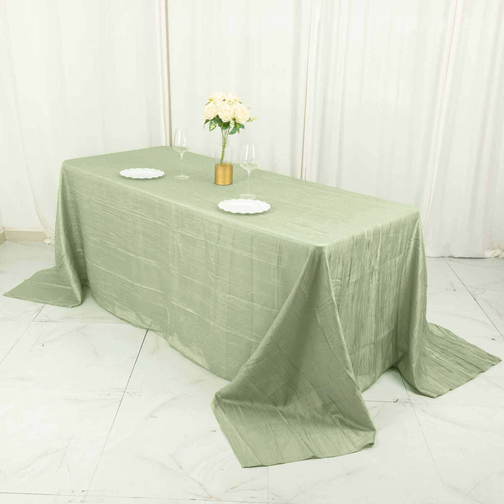 Taffeta 90"x132" Rectangle Tablecloth Sage Green - Seamless Accordion Crinkle Table Cover