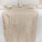 Taffeta 12"x108" Table Runner Beige - Accordion Crinkle Design