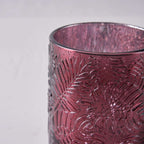 6-Pack Mercury Glass Candle Holders Burgundy Palm Leaf Design - Votive Tealight Holders for Events