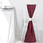 5 Pack Taffeta 6"x106" Chair Sashes Burgundy Accordion Crinkle Texture - Stylish Decor for Weddings & Gatherings