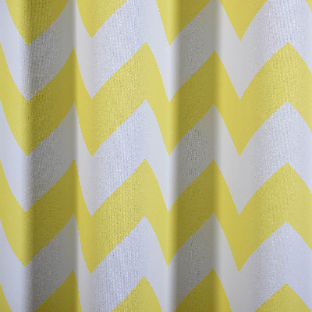 2 Pack White Yellow Chevron Design Thermal Blackout Curtains With Chrome Grommet Window Treatment Panels - 52"x108"