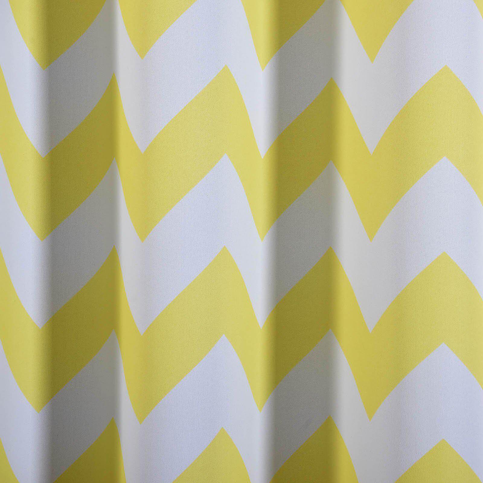 2 Pack White Yellow Chevron Design Thermal Blackout Curtains With Chrome Grommet Window Treatment Panels - 52"x108"