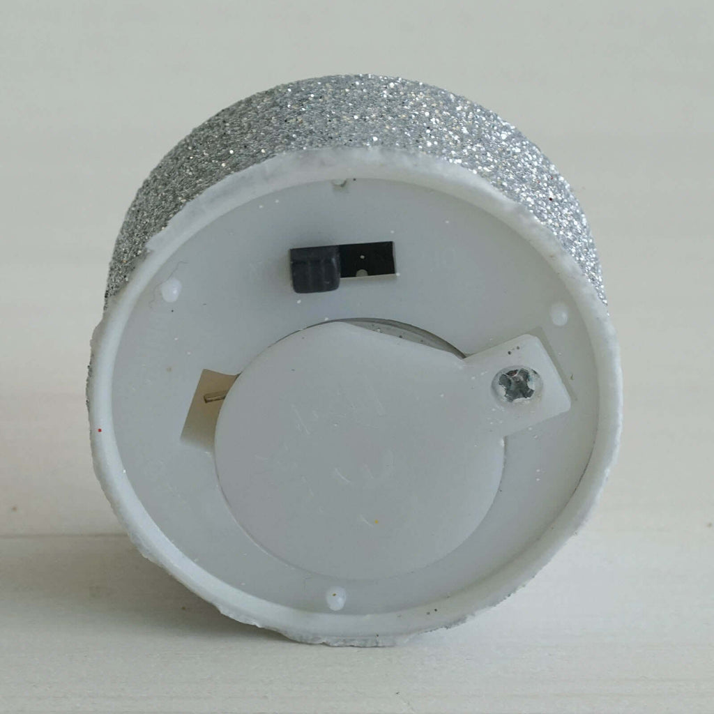 12-Pack LED Tealight Candles Glitter Silver Design - Flameless Battery Operated Tea Lights