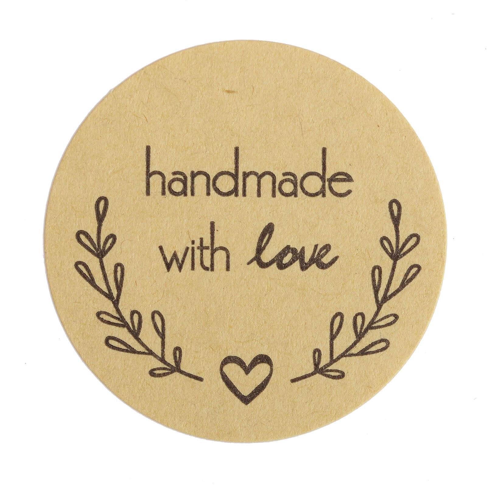 500Pcs 1.5â€ Handmade with Love Olive Branch Stickers Roll, Cookie and Bakery Box Labels - Round