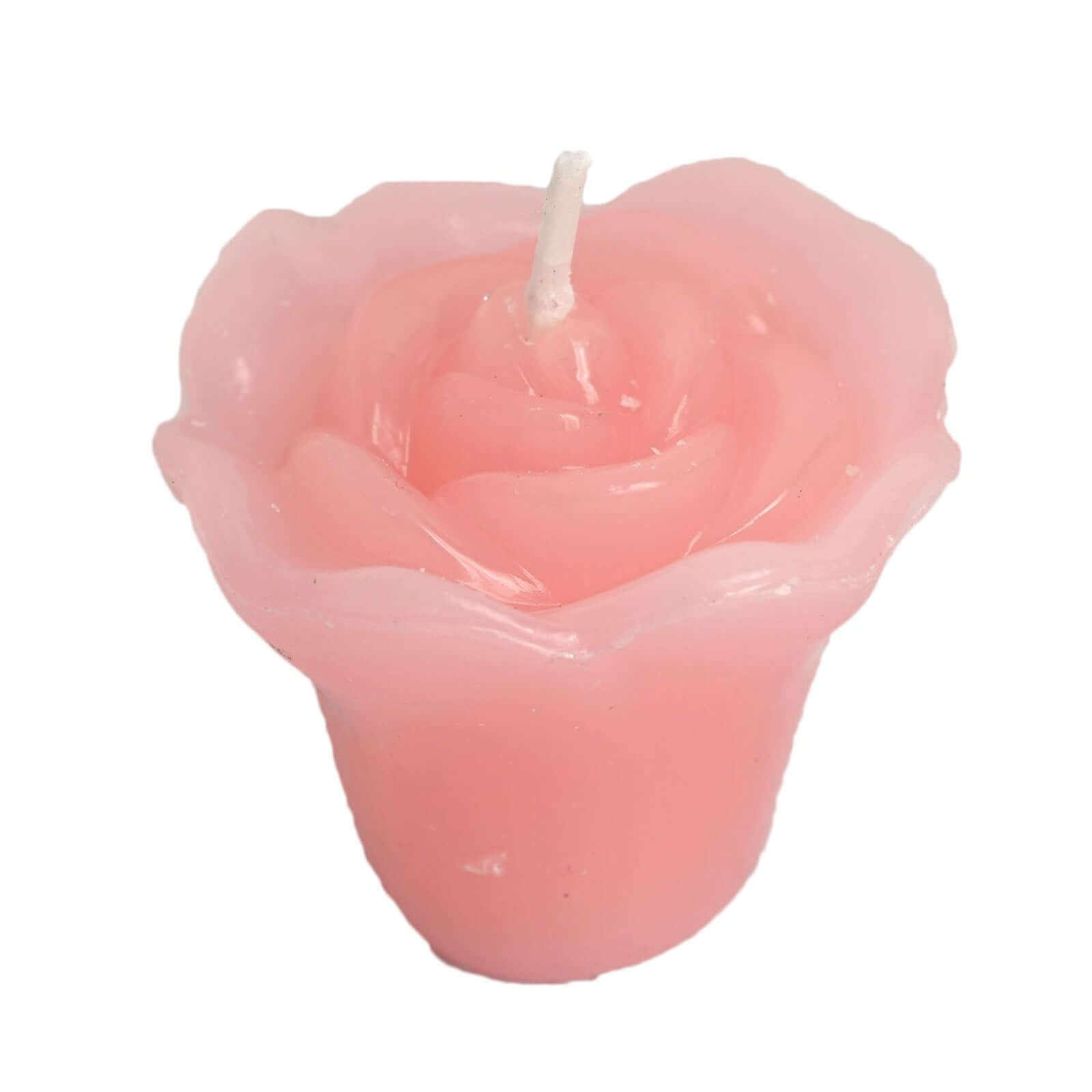 12-Pack Mini Floating Candles Rose Flower Design Pink - Wedding Vase Fillers for Decor 1"