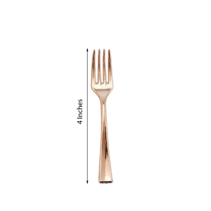 24-Pack Plastic Mini Dessert Forks Rose Gold 4"