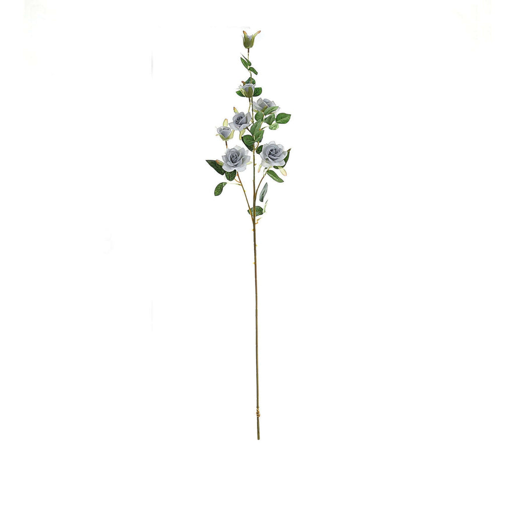 2 Stems 38" Tall Silver Artificial Silk Rose Flower Bouquet Bushes
