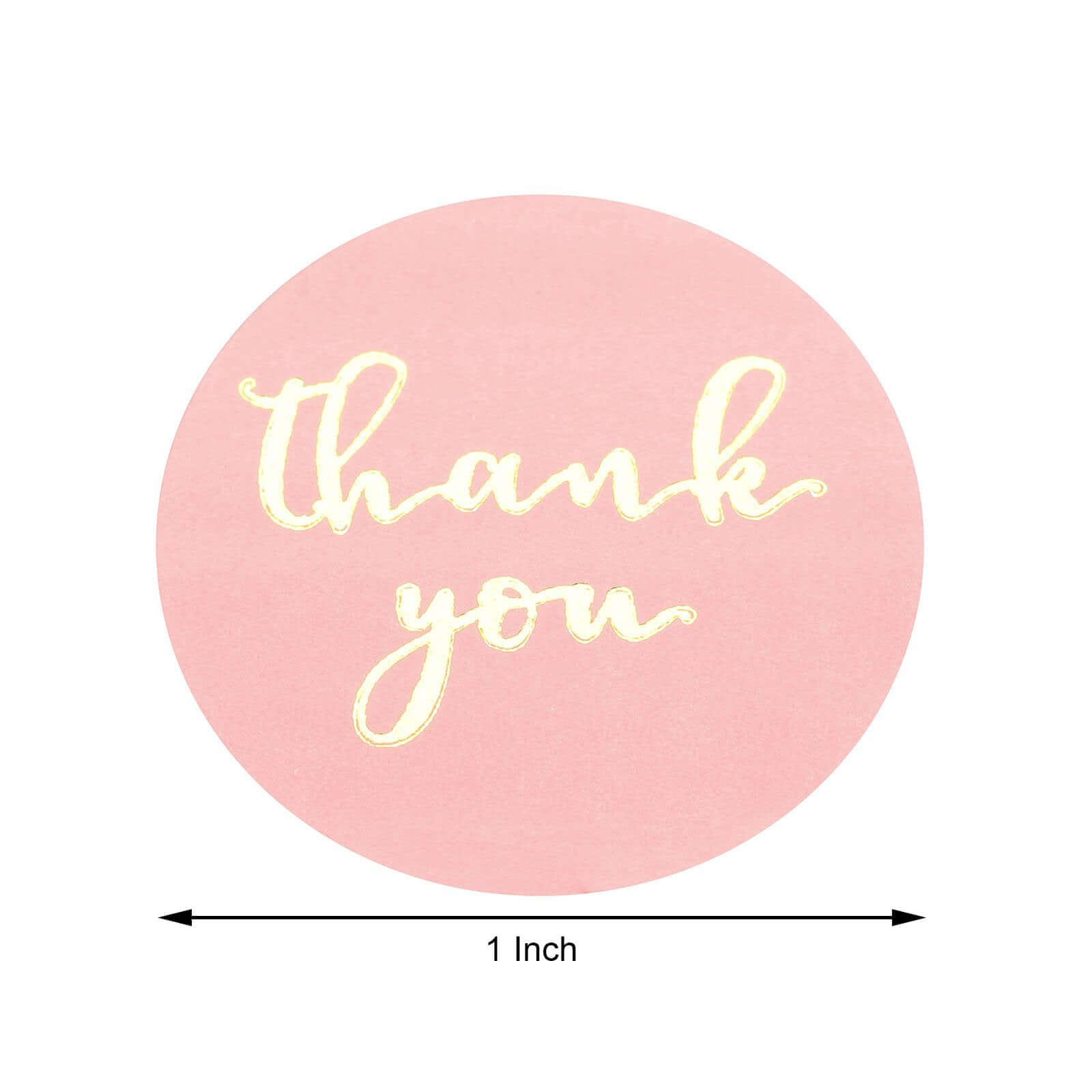 500Pcs 1" Thank You Gold Foil Text On Pink Stickers Roll DÃ©cor, Labels and Seals For DIY Envelope - Round