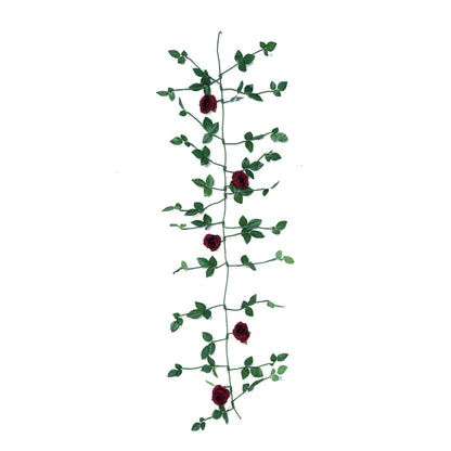 6ft Burgundy Real Touch Artificial Rose and Leaf Flower Garland Vine