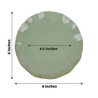 10-Pack Plastic Round 6" Dessert Plates in Dusty Sage Green Ruffled Rim with Gold Edging - Sturdy Disposable Salad Appetizer Dinnerware