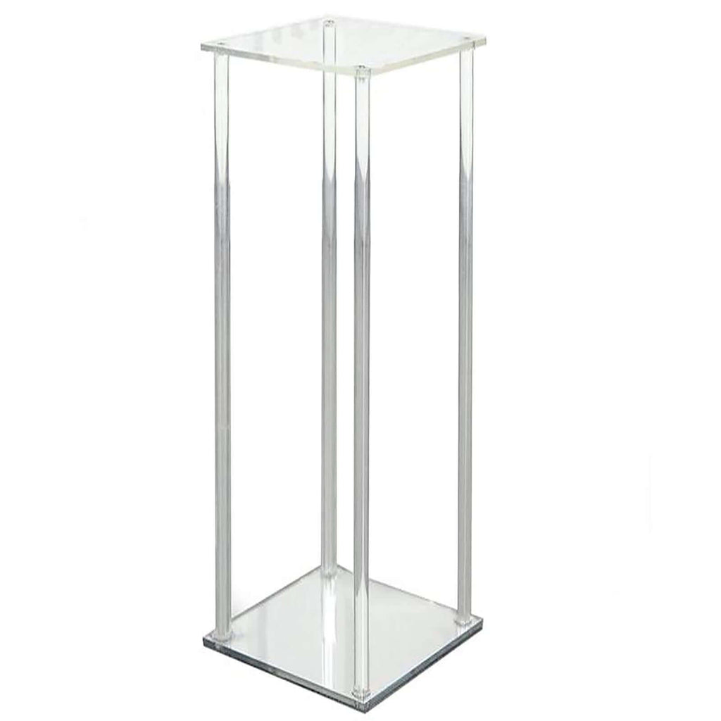 Acrylic Floor Vase Flower Stand with Square Mirror Base Clear - Durable Wedding Column Centerpiece for Events 40"