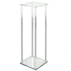 Acrylic Floor Vase Flower Stand with Square Mirror Base Clear - Durable Wedding Column Centerpiece for Events 40"