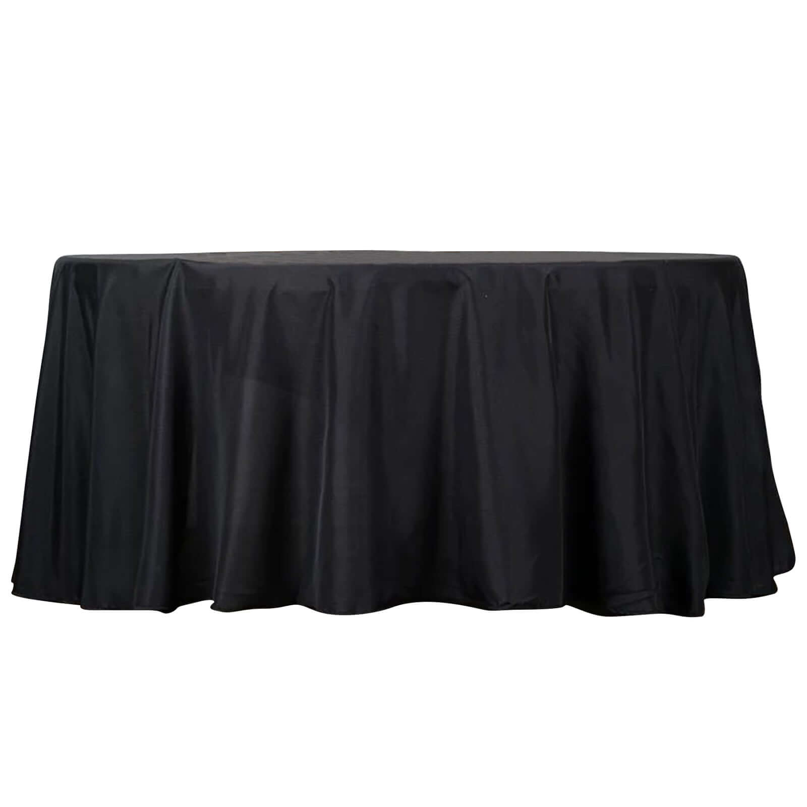 Polyester 132" Round Tablecloth Black - Seamless Chic Design for Grand Celebrations