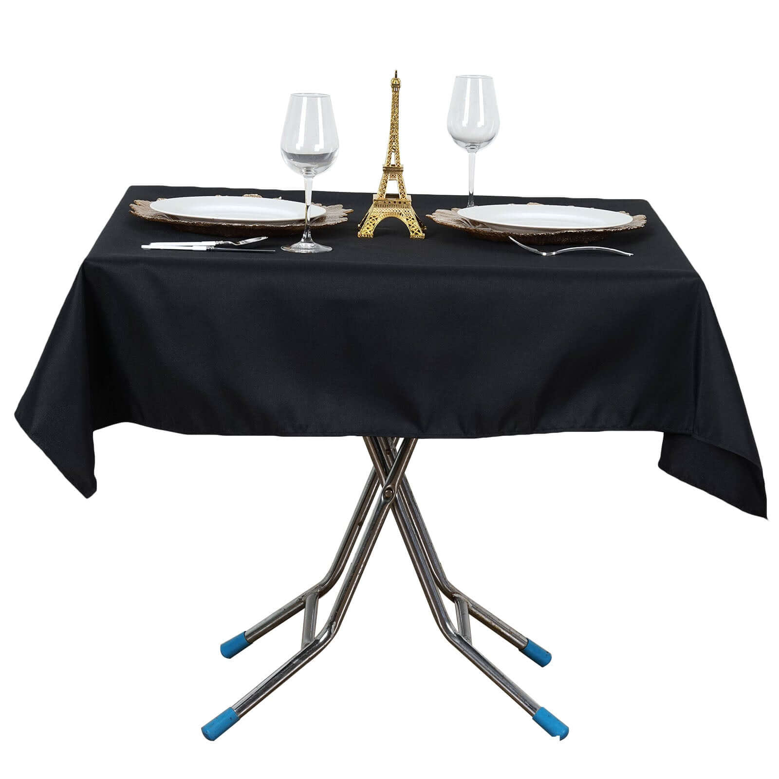 Premium Polyester 54"x54" Square Tablecloth Black - Stain and Wrinkle-Resistant 220GSM Finish for Weddings & Events