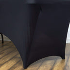 Stretch Spandex 48"x30" Rectangle Tablecloth Black - Durable Form-Fitting Table Cover