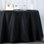Premium Polyester 120" Round Tablecloth Black - Seamless 220GSM Wrinkle-Resistant Design for Classy Events
