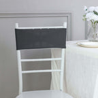 5 Pack Stretch Spandex Chair Sashes Charcoal Gray - Reusable Chair Bands with Silver Diamond Ring Slide Buckle 5"x14"