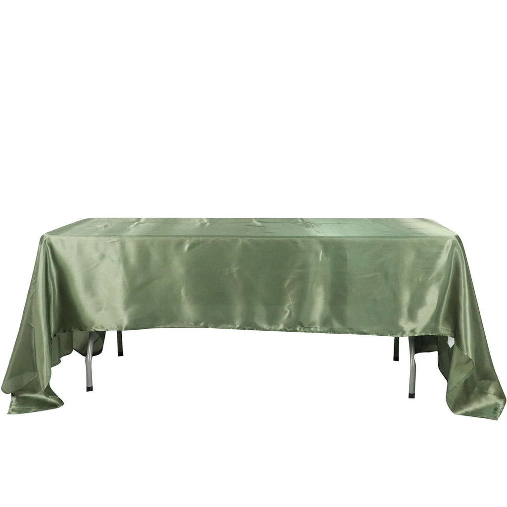 Satin Rectangular 60"x126" Tablecloth Dusty Sage Green - Smooth and Lustrous Table Cover