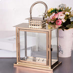 Stainless Steel Candle Lantern Cage Top Design Rose Gold - Outdoor Metal Patio Lantern Centerpiece 10"