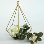 2-Pack Tealight Candle Holders Gold Metal Pentagon Geometric Open Frame - Flower Stand 9"