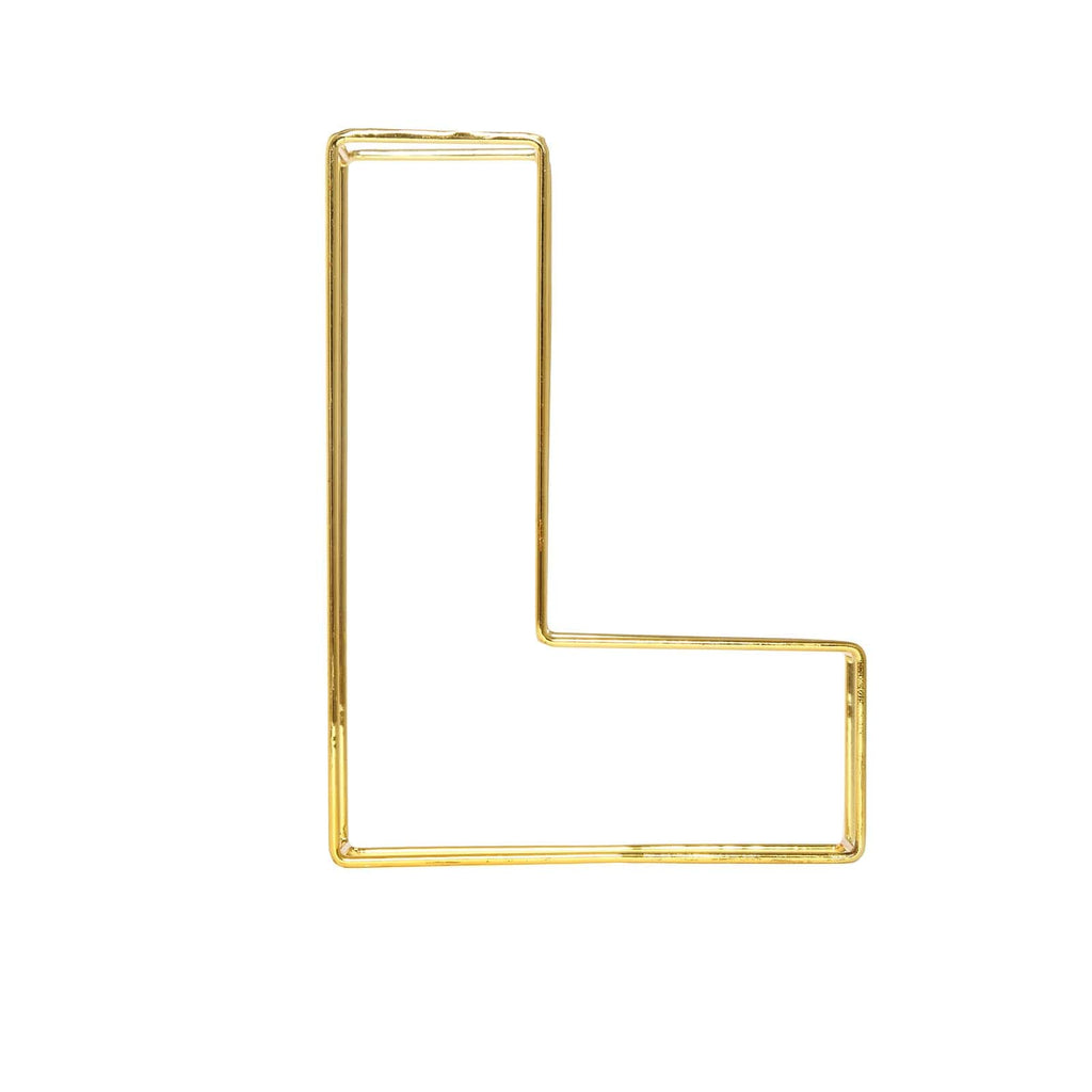 8" Tall Gold Freestanding 3D Decorative Wire Letter, Wedding Centerpiece - L