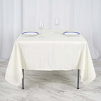 Polyester 70"x70" Table Overlay Square Tablecloth Ivory - Wrinkle-Resistant & Durable Table Cover