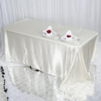 Satin Rectangular 90"x132" Tablecloth Ivory - Seamless Table Cover