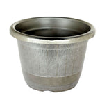14" Silver Chrome Finished Rim Large Barrel Planter Pot, Indoor Outdoor Decorative Flower Pot
