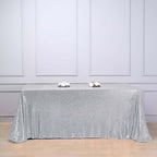 Sequin 90"x156" Rectangle Tablecloth Silver - Seamless Twinkling Table Cover