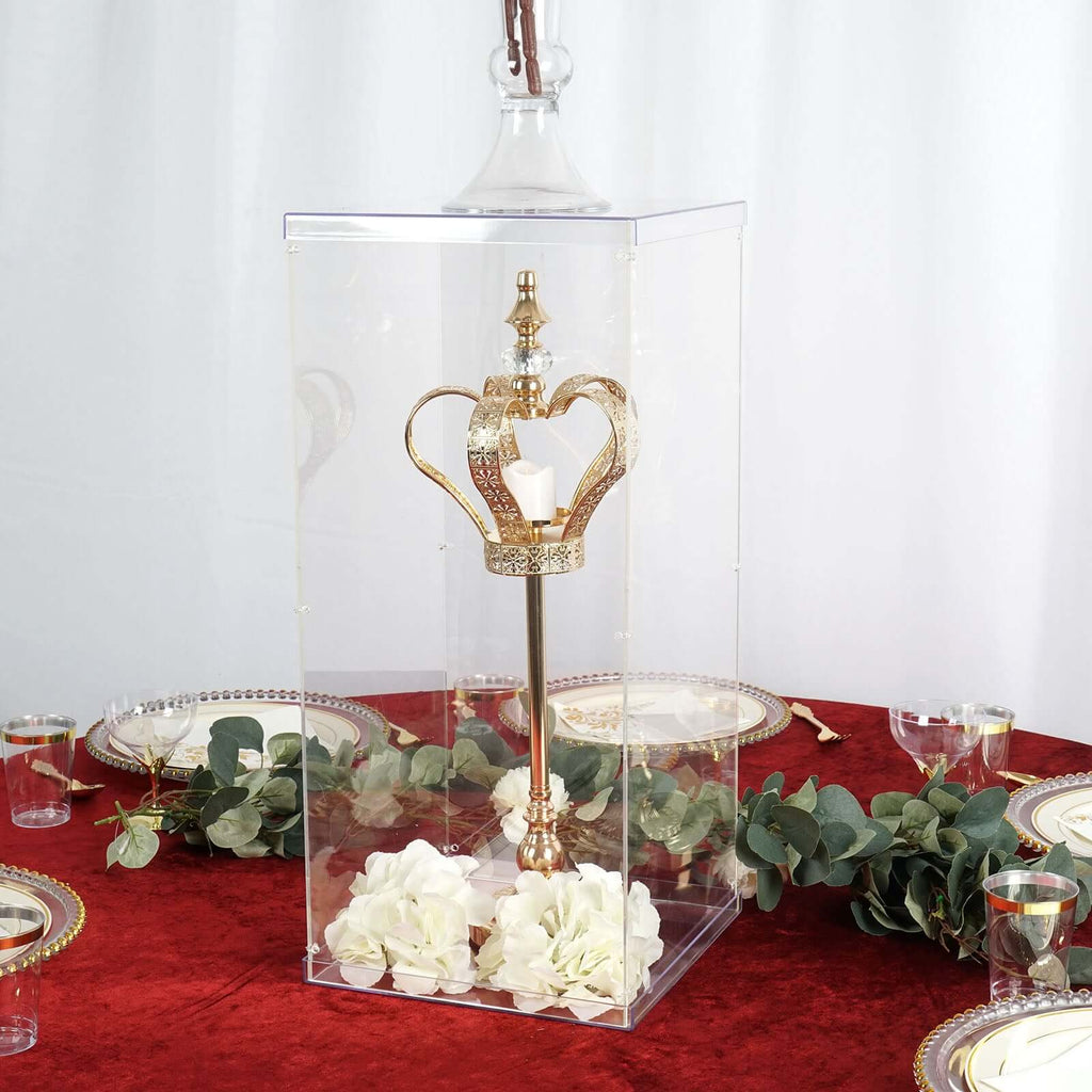 24" Clear Acrylic Display Box, Transparent Pedestal Riser with Interchangeable Lid and Base