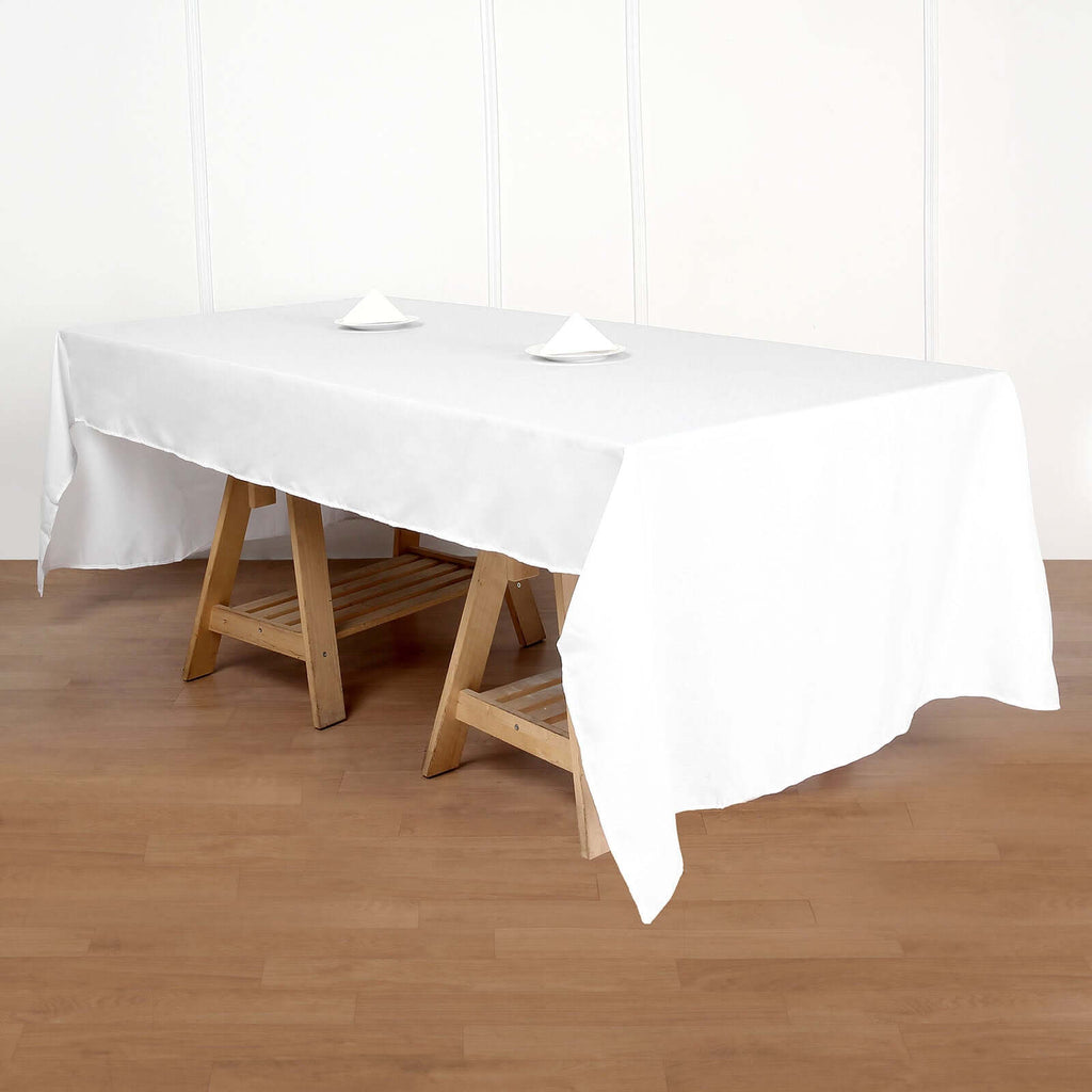 Polyester 50"x120" Rectangle Tablecloth White - Wrinkle-Resistant and Sleek for Everyday Use