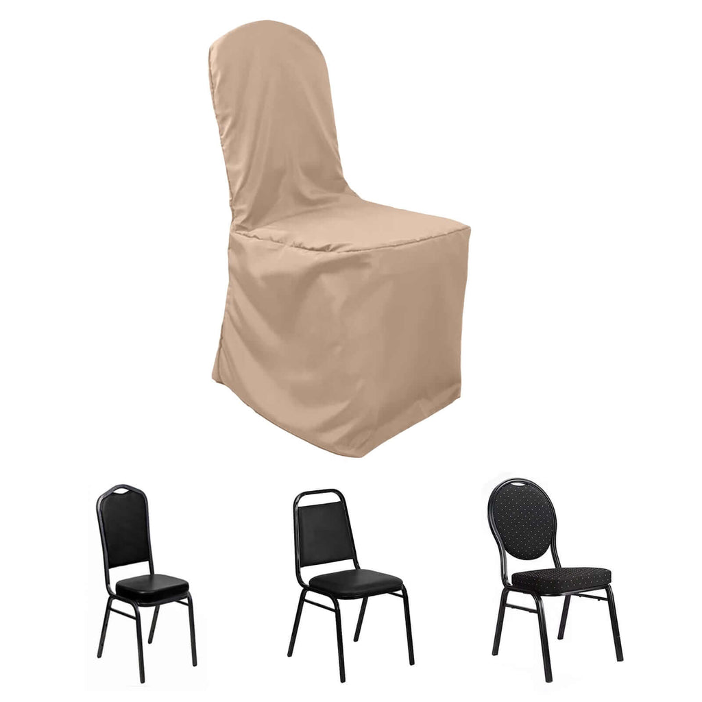 Polyester Slip On Banquet Chair Covers Nude - Stain-Resistant Reusable Durable Fabric