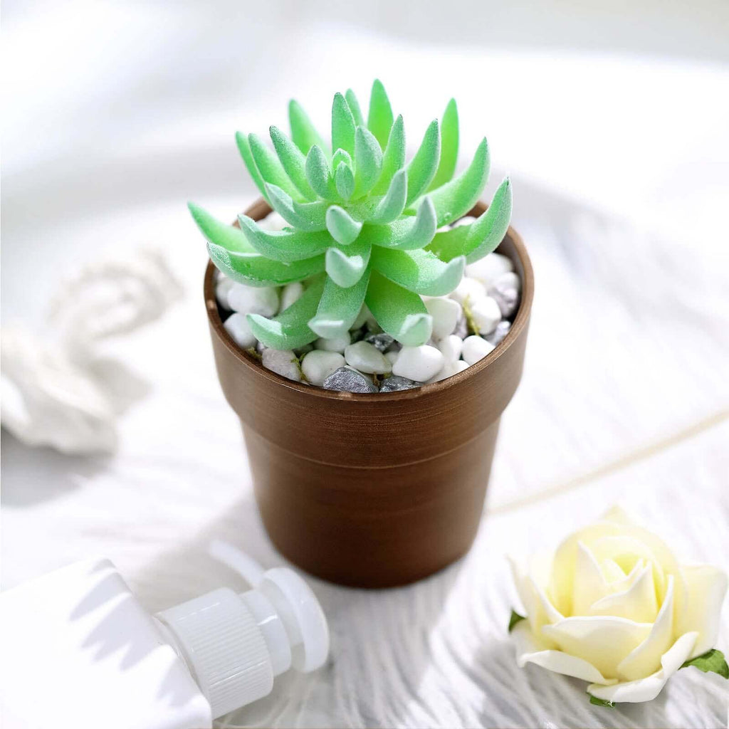 3-Pack Flower Plant Pots Small Design Rustic Brown - Plastic Indoor Decorative Planters 3"