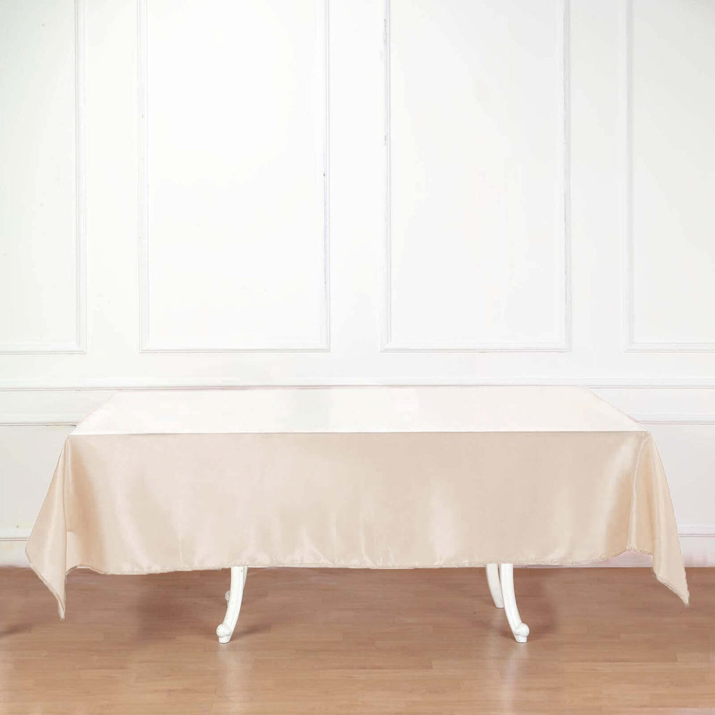 Satin Rectangular 60"x102" Tablecloth Beige - Smooth and Lustrous Table Cover