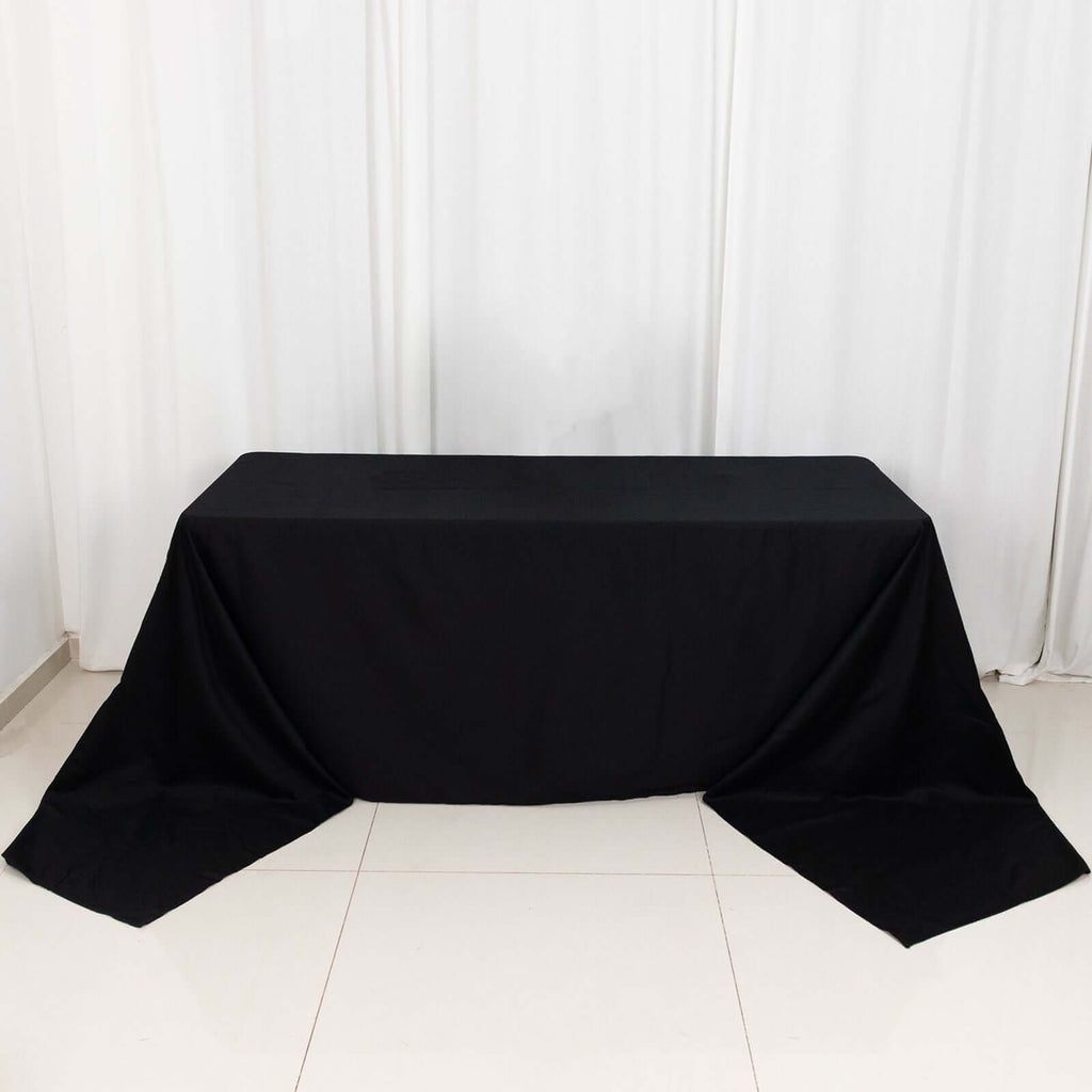 100% Cotton 90"x156" Rectangle Tablecloth Black Linen - Seamless, Soft & Breathable Table Cover