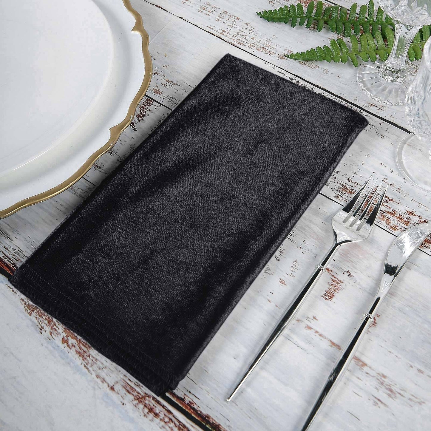 5 Pack Premium Velvet 20"x20" Napkins Black - Soft Sheen Finish Cloth Napkins for Upscale Gatherings