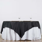 Polyester 90"x90" Table Overlay Square Tablecloth Black - Wrinkle-Resistant & Durable Table Cover for Events