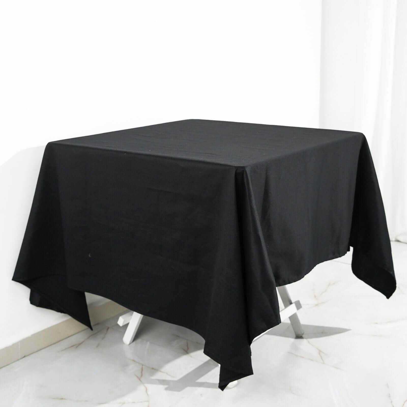 100% Cotton 70"x70" Square Tablecloth Black Linen - Soft & Breathable Fabric Table Cover