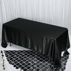 Satin Rectangular 72"x120" Tablecloth Black - Smooth & Easy to Maintain Table Cover