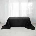 Taffeta 90"x156" Rectangle Tablecloth Black - Accordion Crinkle Seamless Table Cover