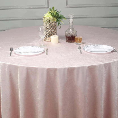 Premium Velvet 120" Round Tablecloth Blush - Reusable Soft & Seamless Table Cover