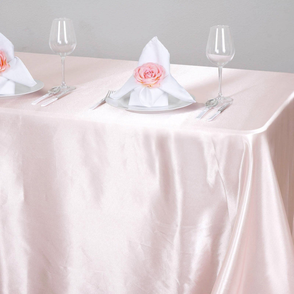 Satin Rectangular 90"x132" Tablecloth Blush - Seamless Table Cover