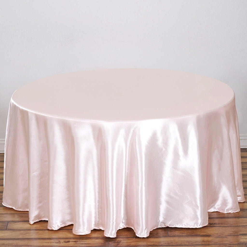 Satin 108" Round Tablecloth Blush - Smooth and Lustrous Table Cover