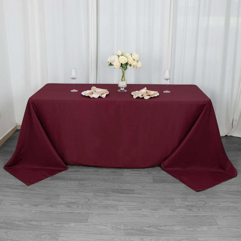 Premium Polyester 90"x132" Rectangle Tablecloth Burgundy - Seamless 220GSM Stain-Resistant Table Cover