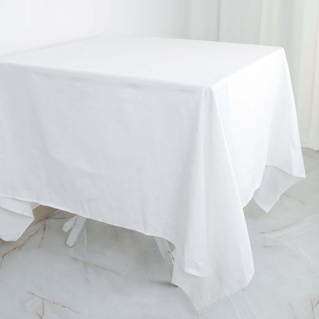 100% Cotton 70"x70" Table Overlay Square Tablecloth White Linen - Sophisticated, Soft & Breathable Fabric Table Cover