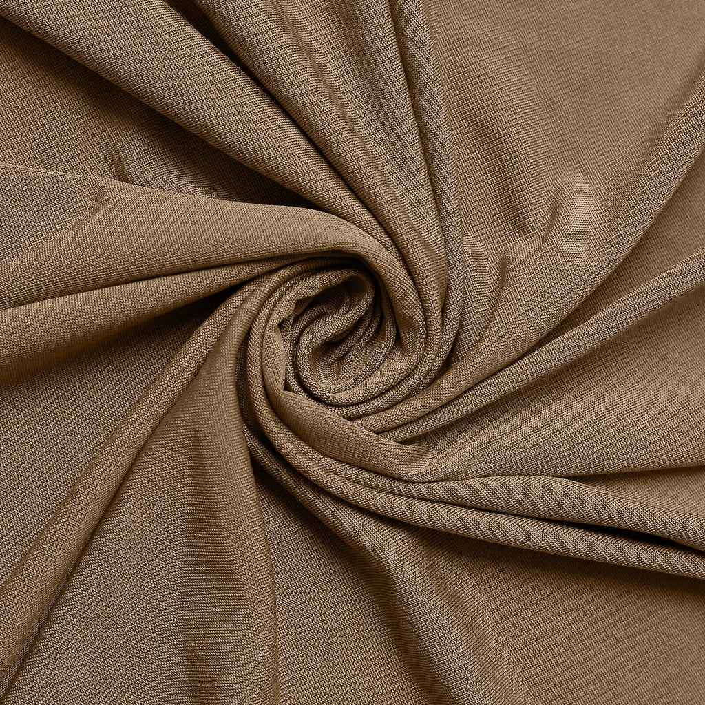 Stretch Spandex 6ft Rectangle Tablecloth Taupe - Durable Form-Fitting Table Cover