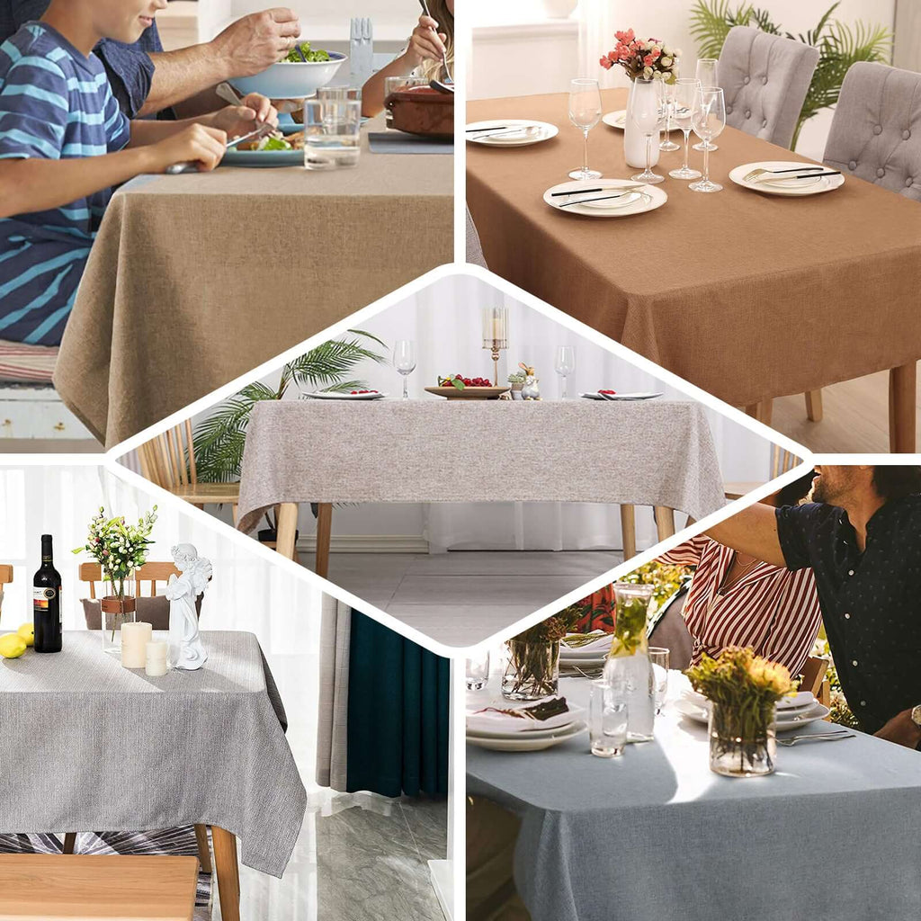 Faux Linen 60"x102" Rectangular Tablecloth Beige - Slubby Textured & Wrinkle Resistant Table Cover