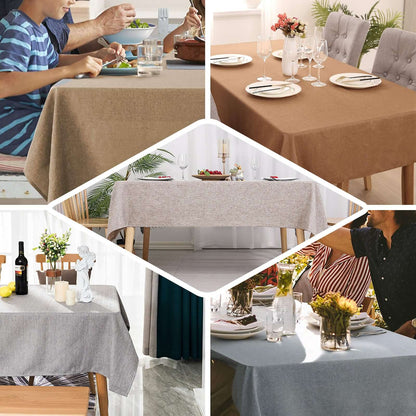 Faux Linen 60"x102" Rectangular Tablecloth Beige - Slubby Textured & Wrinkle Resistant Table Cover
